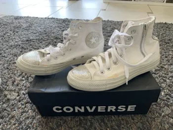 Baskets hautes bouts argentés et zip femme