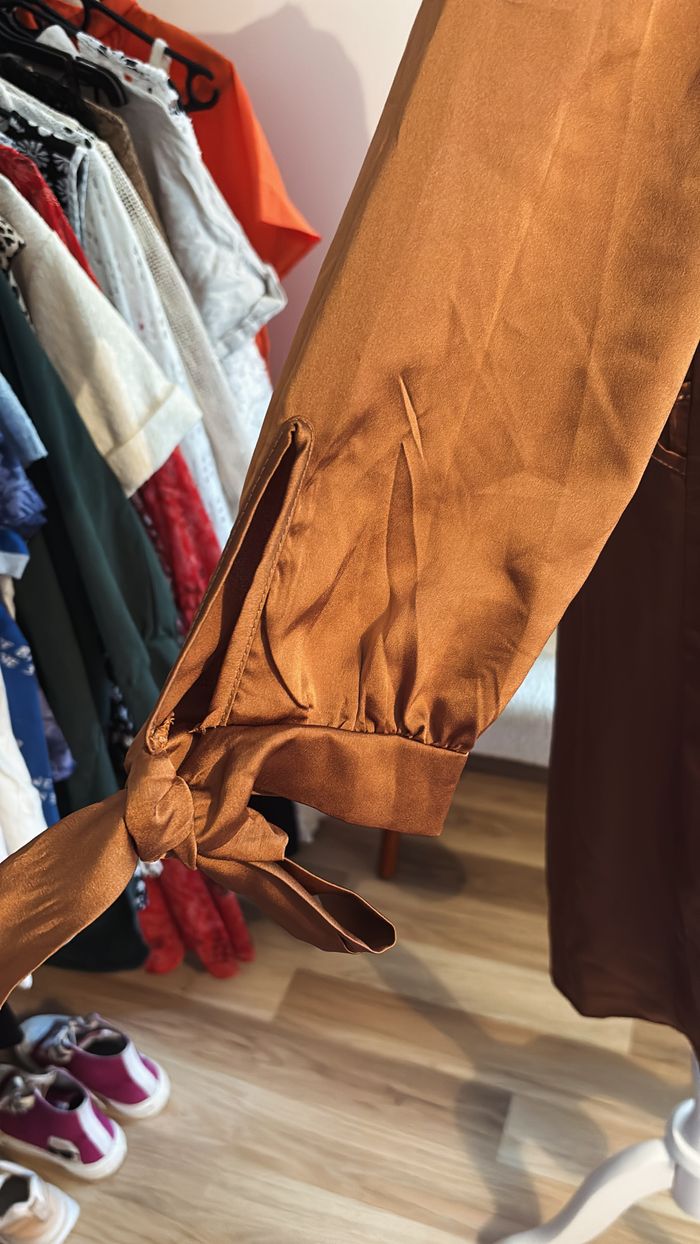 Robe épaules tombantes marron satinée Made In Italy TU - photo numéro 2