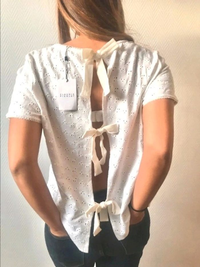 Magnifique  T-shirt ajourée Blanc  | Claudie Pierlot - photo numéro 5