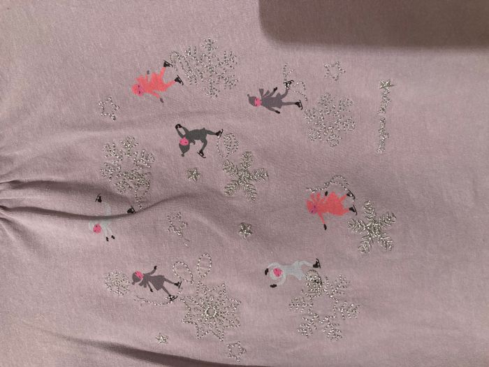 Tee-shirt manches longues avec col, sous pull brodé flocons - photo numéro 2