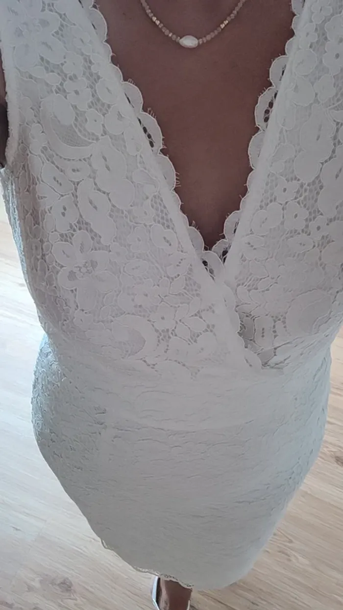Robe esprit blanche crème en dentelle - photo numéro 7