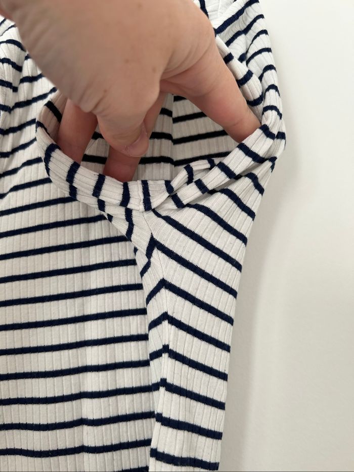 T-shirt marinière manches courtes matière élastique noeud dans le dos NafNaf M - photo numéro 4