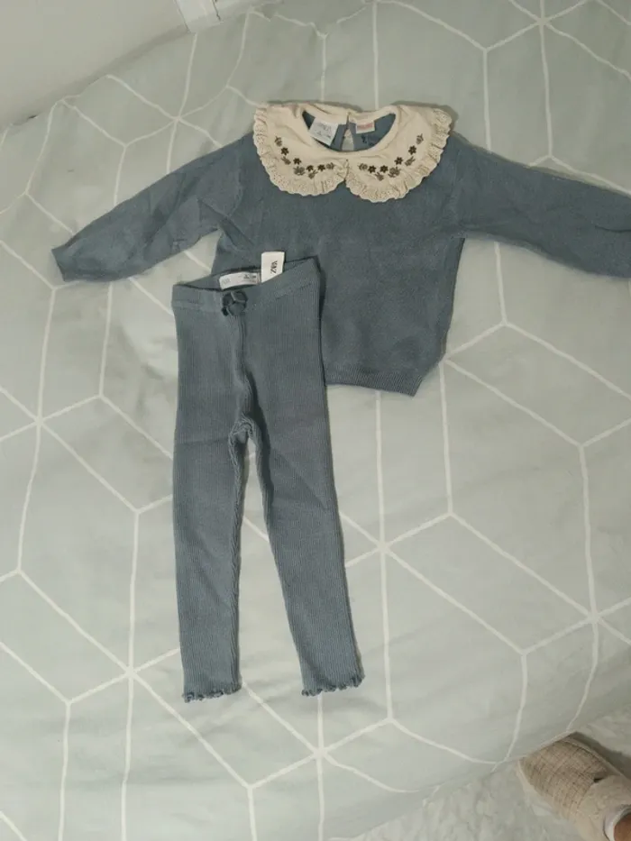 Conjunto de punto zara color azul - photo numéro 4