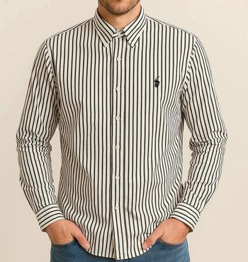 Chemise Ralph Lauren rayée noire et blanche – Slim Fit – Taille XL