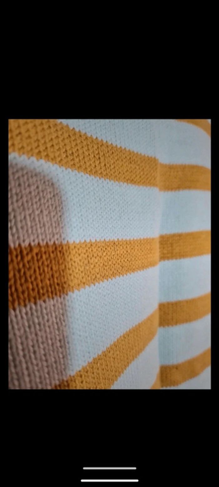 Pull rayure blanc et jaune moutarde, M - photo numéro 4
