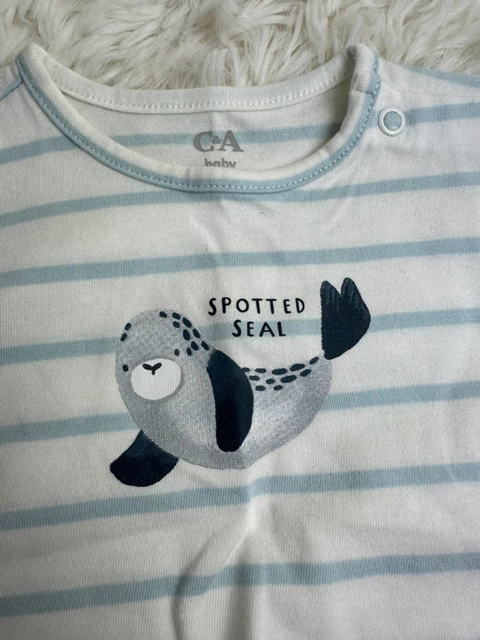 🐳 T-shirt manches longues rayé C&A – Taille 3-6 mois - photo numéro 2