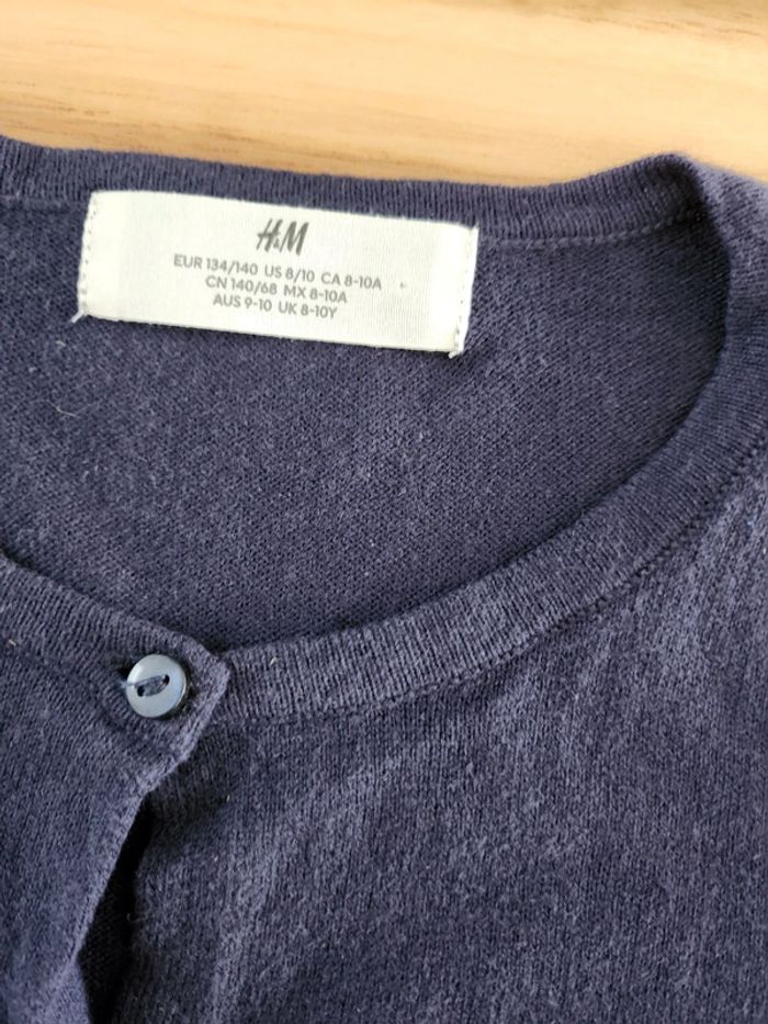 Gilet basique boutons bleu marine col rond H&M - photo numéro 2