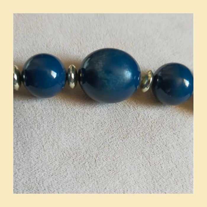 Collier vintage perles bleu nuit – Élégant et intemporel - photo numéro 7