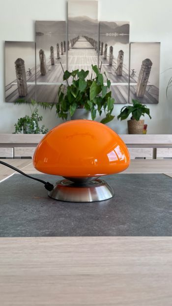 Lampe champignon vintage orange