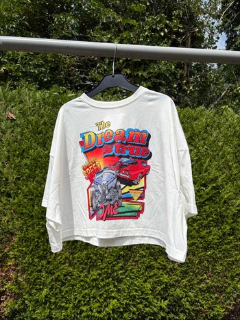 T-shirt crop top oversize imprimé rétro coloré – Marque Shein