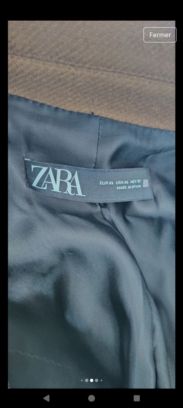 Manteau long laine marron Zara - photo numéro 4