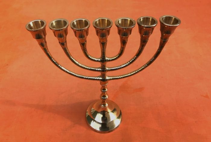 Menorah Chandelier 7 branches Laiton poli - photo numéro 2