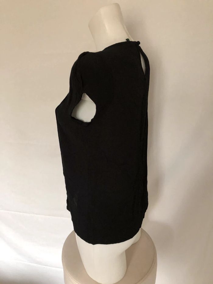 Blouse noire col Claudine en dentelle Benetton taille XS / 34 36 comme neuve - photo numéro 7