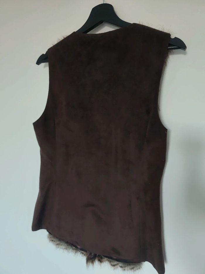 Gilet sans manche en fausse fourrure marron 38 - photo numéro 4
