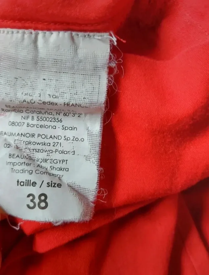 Robe rouge légère voile doublé col bénitier - photo numéro 5