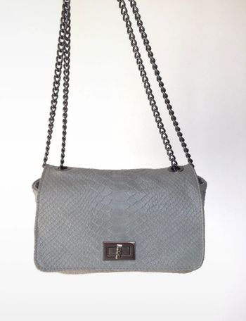 Sac cuir gris et chaines