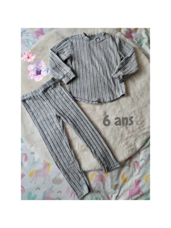 Ensemble pantalon et haut côtelé 6 ans neuf gris