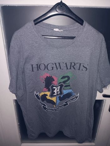 T-shirt gris XL Hogwarts blason Poudlard officiel