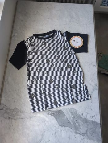 Tee-shirt fait main marinière et pirate 8 ans