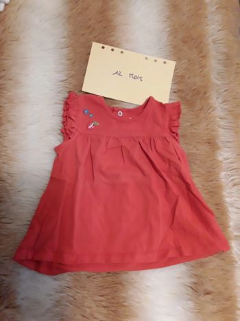 T shirt été debardeur rouge bébé fille 12 mois