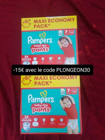 2 cartons de couches Pampers pants culottes T7 taille 7