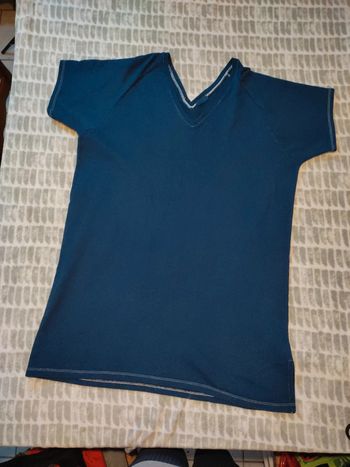 Robe bleu marine matière sweat ample large col v american vintage taille L 40