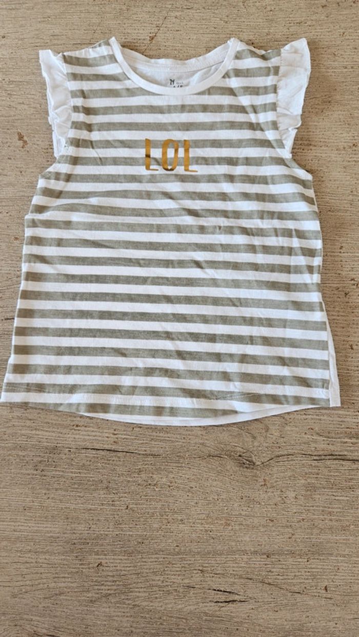 Blouse sans manche blanche à ligne grise, Zy Girl, 4/5 ans, neuve - photo numéro 2