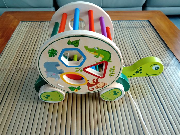 Tortue à tirer en bois - photo numéro 4