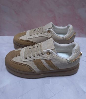Baskets en toile Camel et Beige - Style Rétro - Neuves - Taille 36