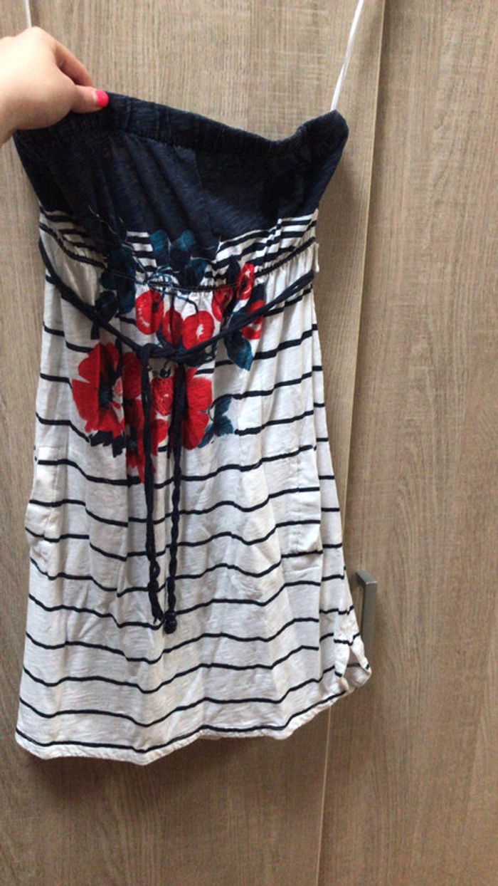 Tunique bustier bershka bleu et blanc marinière