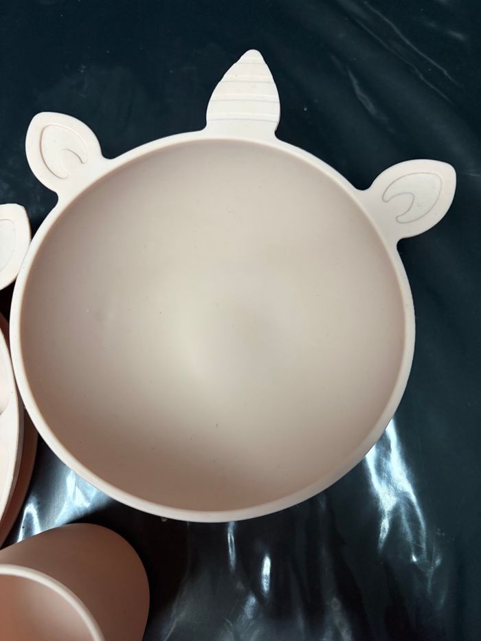 Lot assiette bol et verre en silicone avec ventouse - photo numéro 5