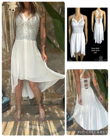 🤍 Robe blanche asymétrique dos croisé – Nana Baila – Taille 36/38 NEW  🤍