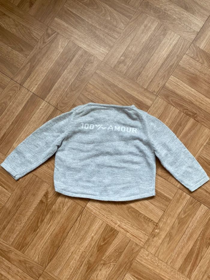 Sweat pull gris 100% Amour taille 12 mois vintage - photo numéro 3
