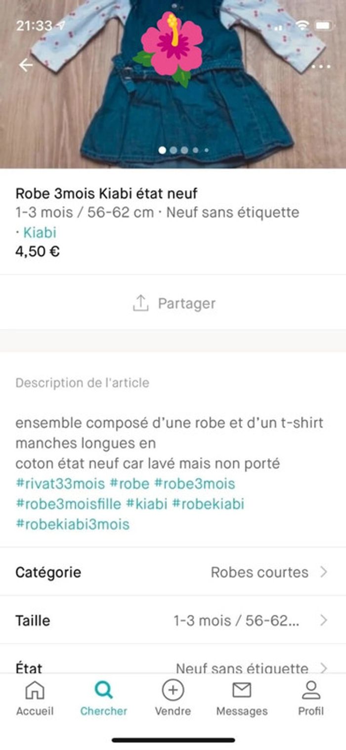 Robe 3mois Kiabi état neuf - photo numéro 6