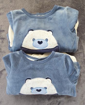 Pyjama en velours effet 2 en 1 avec motif ours bébé garçon bleu