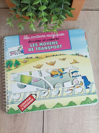 Livre enfants Les contours magiques Dessine et colorie les moyen de transport