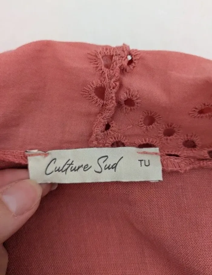 Veste brodée en lin et coton à capuche - Culture Sud - taille unique - photo numéro 5