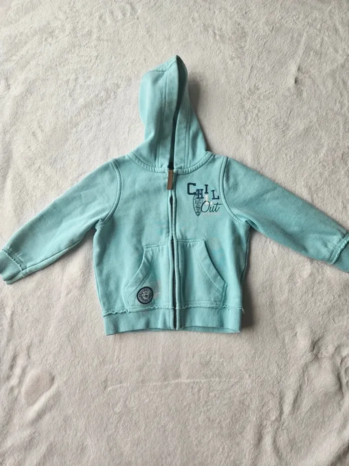 Gilet zippé turquoise 3 ans in extenso