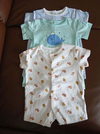 lot 3 barboteuse combishort garcon tex baby 60 cm 3 mois 