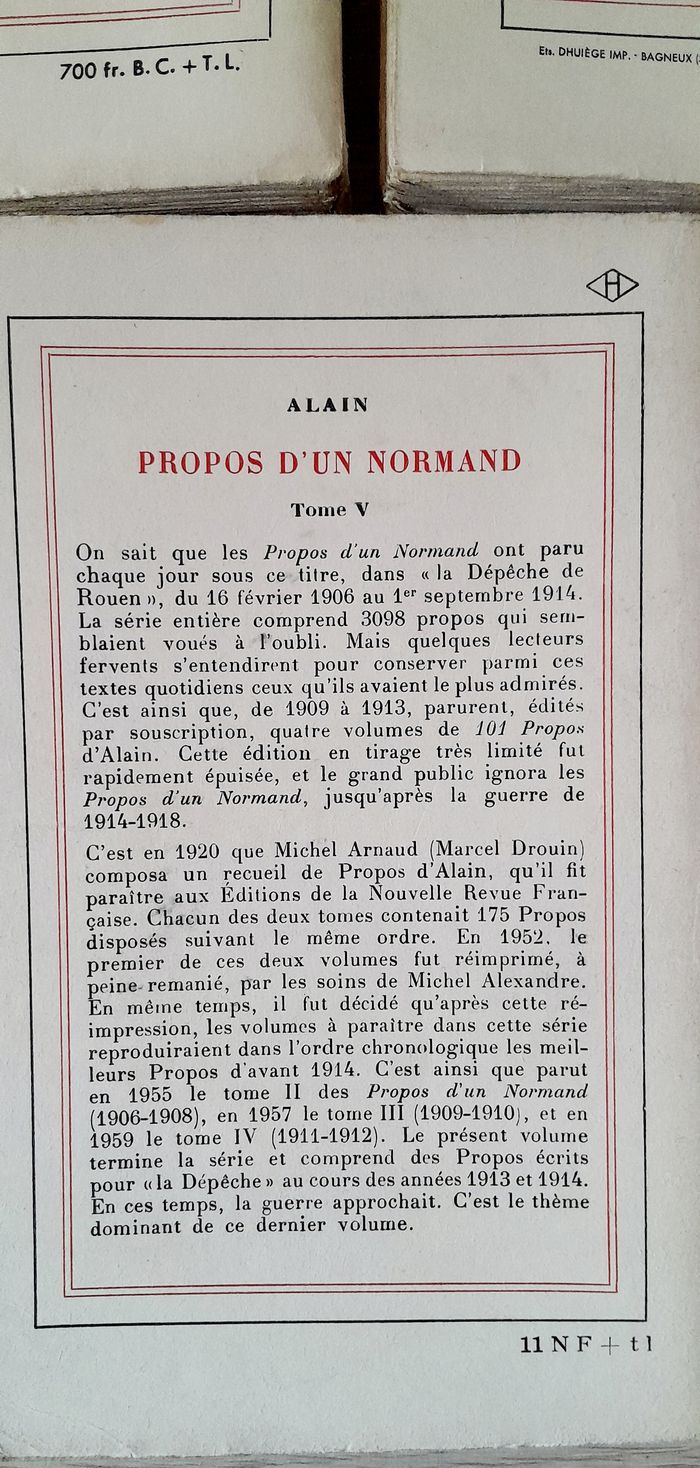 Alain - Propos d'un normand 1906-1914 - 5 tomes Philosophie 1ères éditions - photo numéro 9