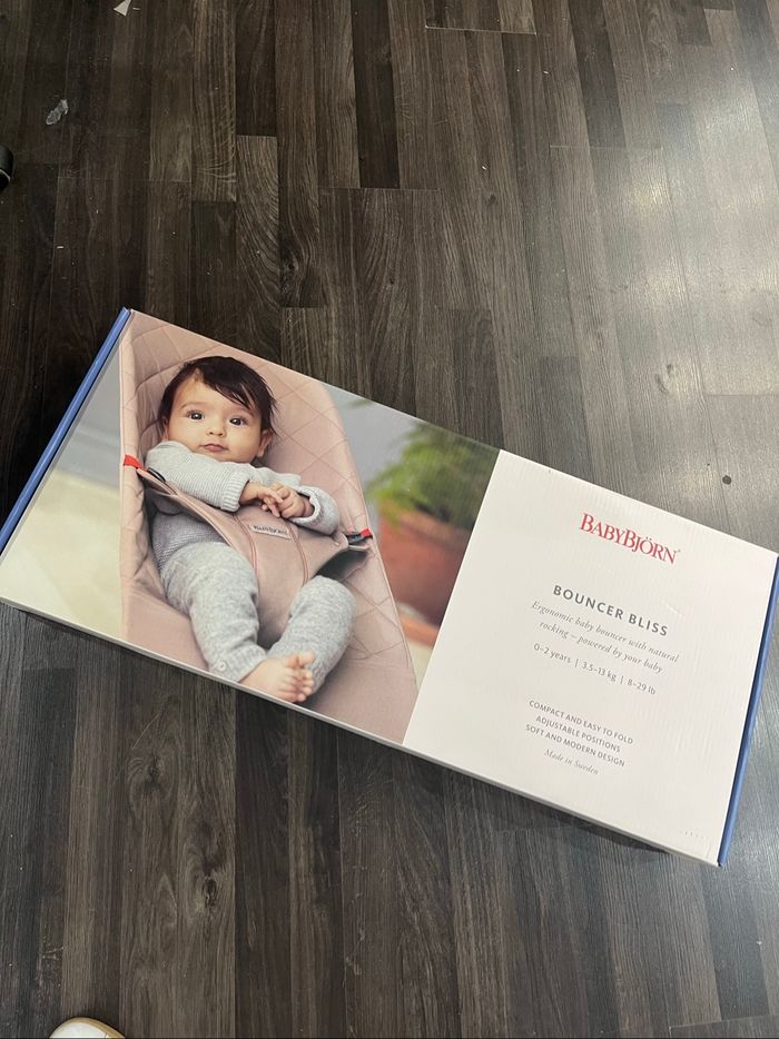 Transat bliss  babybjorn  coton beige et noir zèbre   jamais utilisé sous carton - photo numéro 6