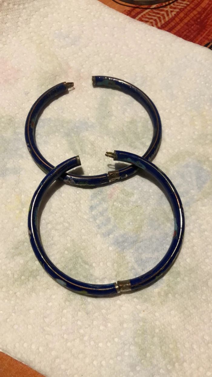Lot de deux bracelets cloisonnés marine et fleuris - photo numéro 8