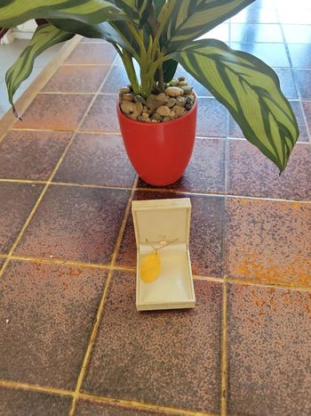 Collier pendentif feuille plaqué or