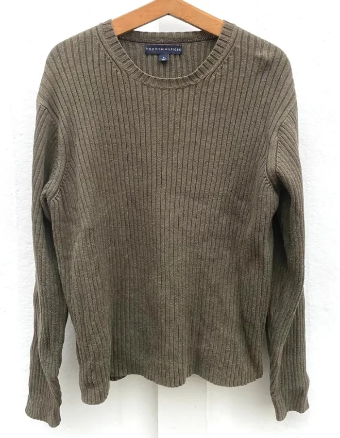 Tommy Hilfiger ribbed crewneck pullover khaki green Mens M