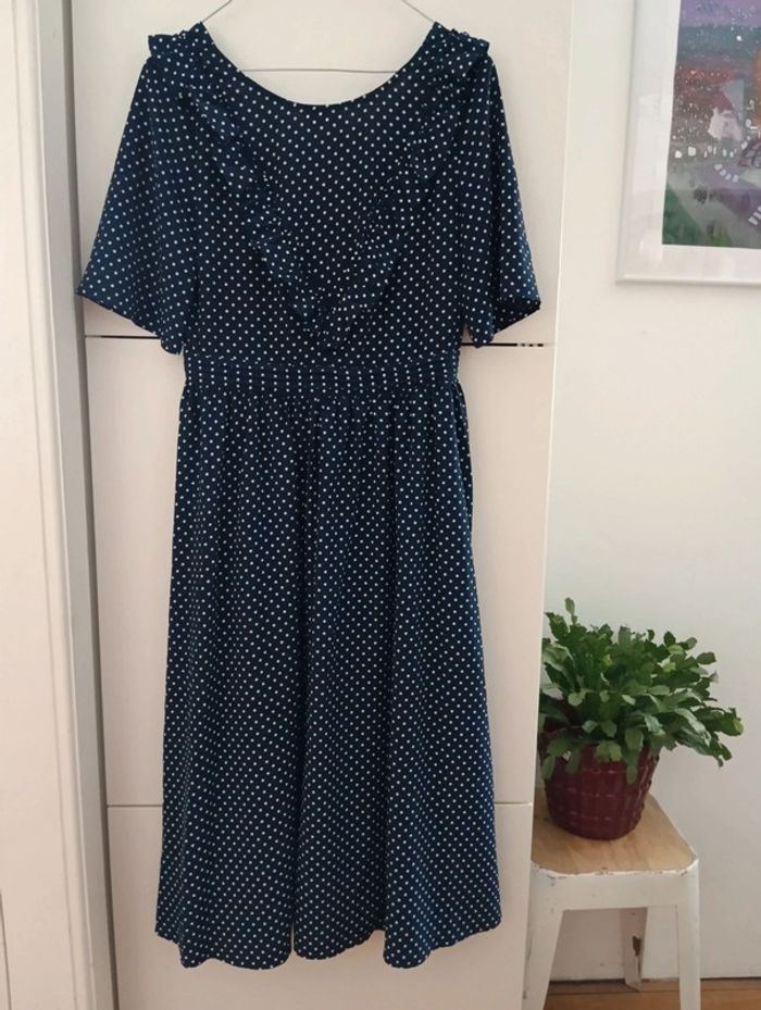 Robe bleu foncé à pois FRNCH taille M - photo numéro 2