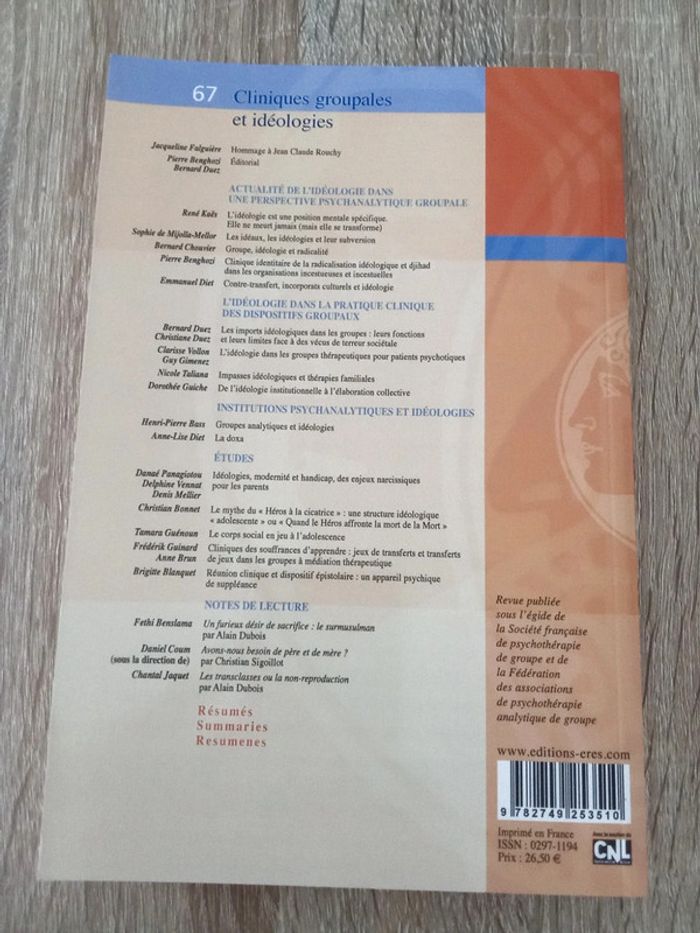 Cliniques groupales et idéologies 🪅 n°67 Revue de Psychothérapie Psychanalytique de Groupe - photo numéro 2