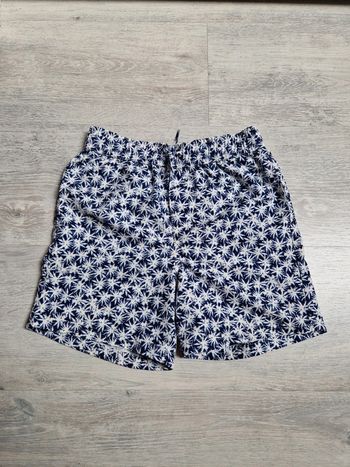 Short de bain orchestra 10 ans palmiers bleus et blancs