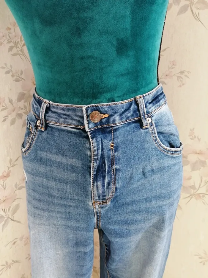 Jeans skinny bleu délavé et déchiré aux chevilles / don't call me jennyfer / (44) - photo numéro 3