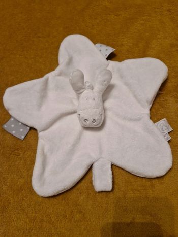 Doudou attache tétine tidou Paco âne blanc
