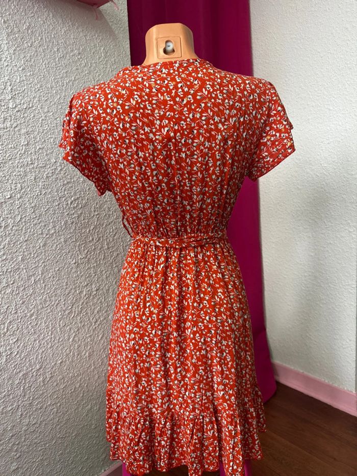 Robe orange fleurie taille unique - photo numéro 2